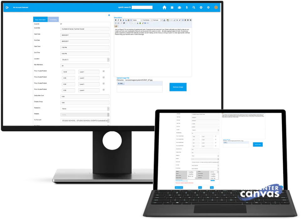 screenshot of Art Center Canvas